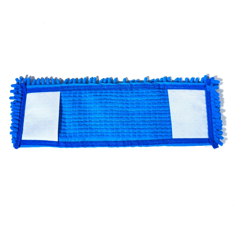 Насадка для плоской швабры 42х14 см, шенилл, на резинке, синий - 4