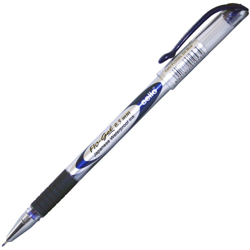 Ручка гелевая "FloGel Dlx", 0.5 мм, прозрачный, стерж. синий