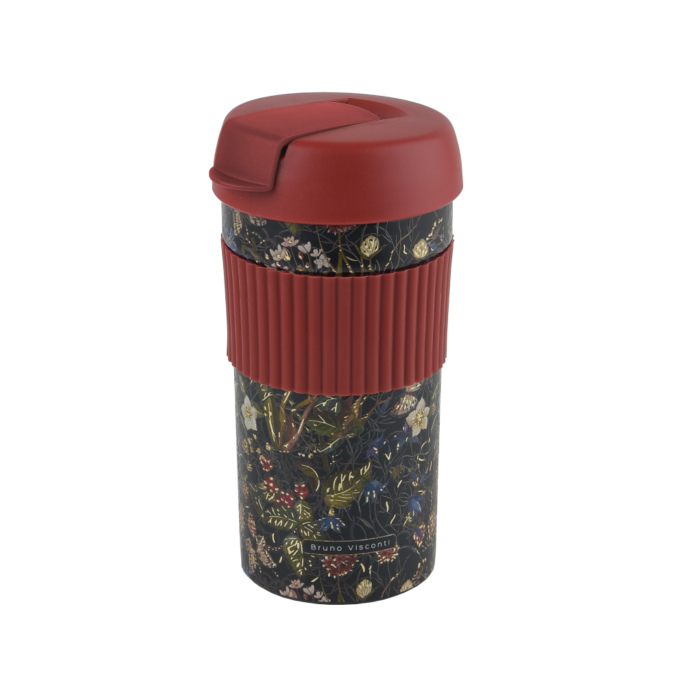 Кружка термическая "Flora. Лесные ягоды", металл, 500 мл, черный, красный