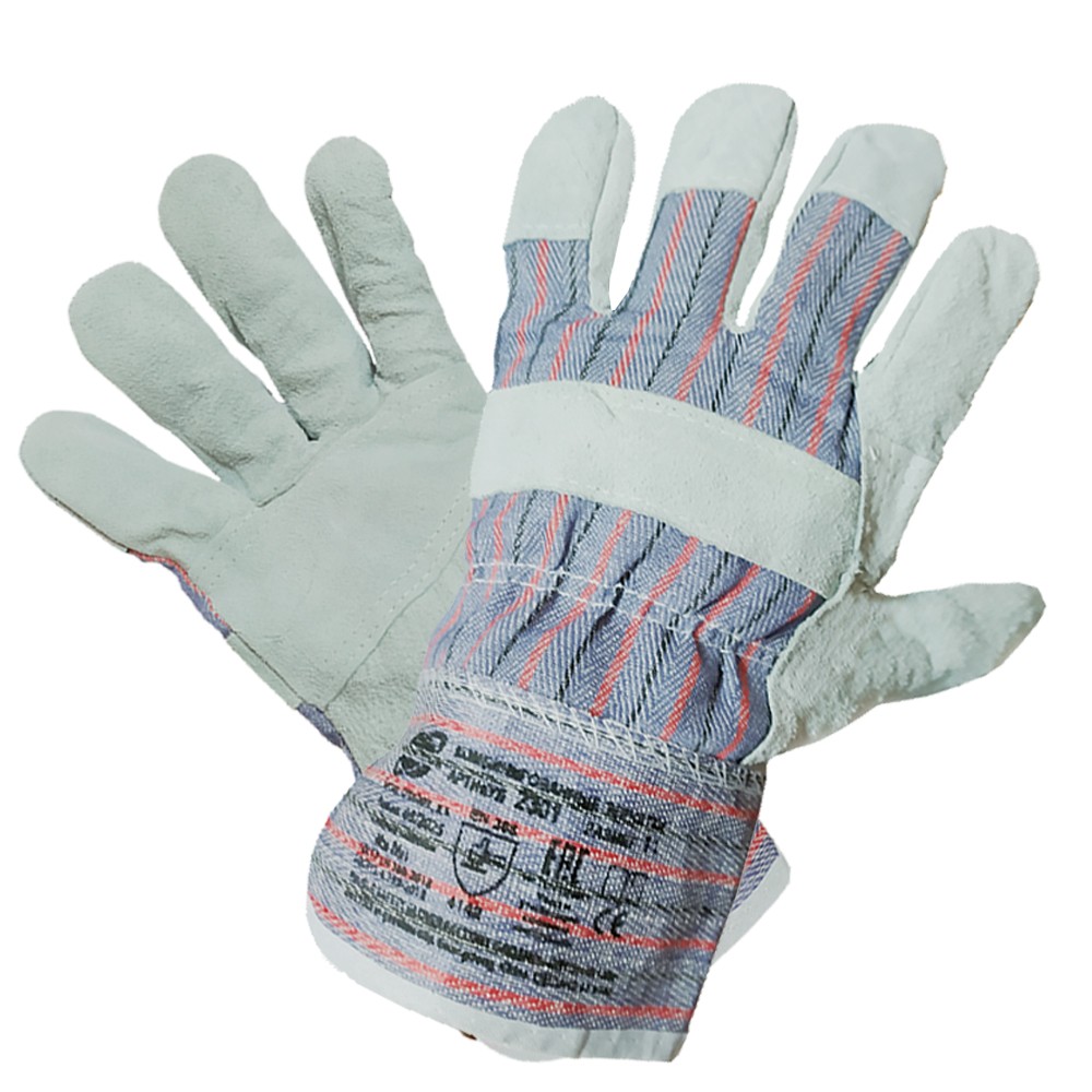 Перчатки спилковые "Arcticus" комбинированные, р-р 10, серый, фиолетовый 