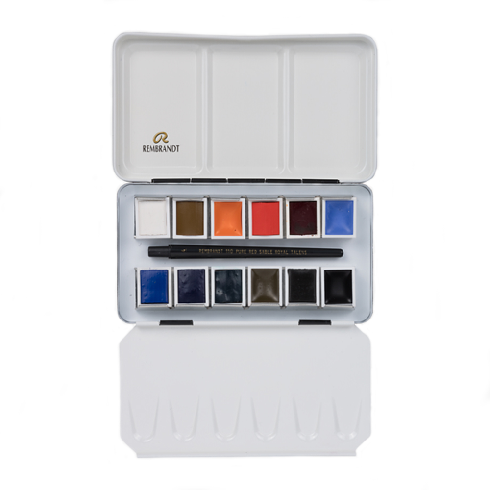 Набор красок акварельных пейзажных "Rembrandt", 12 цветов, кюветы - 3