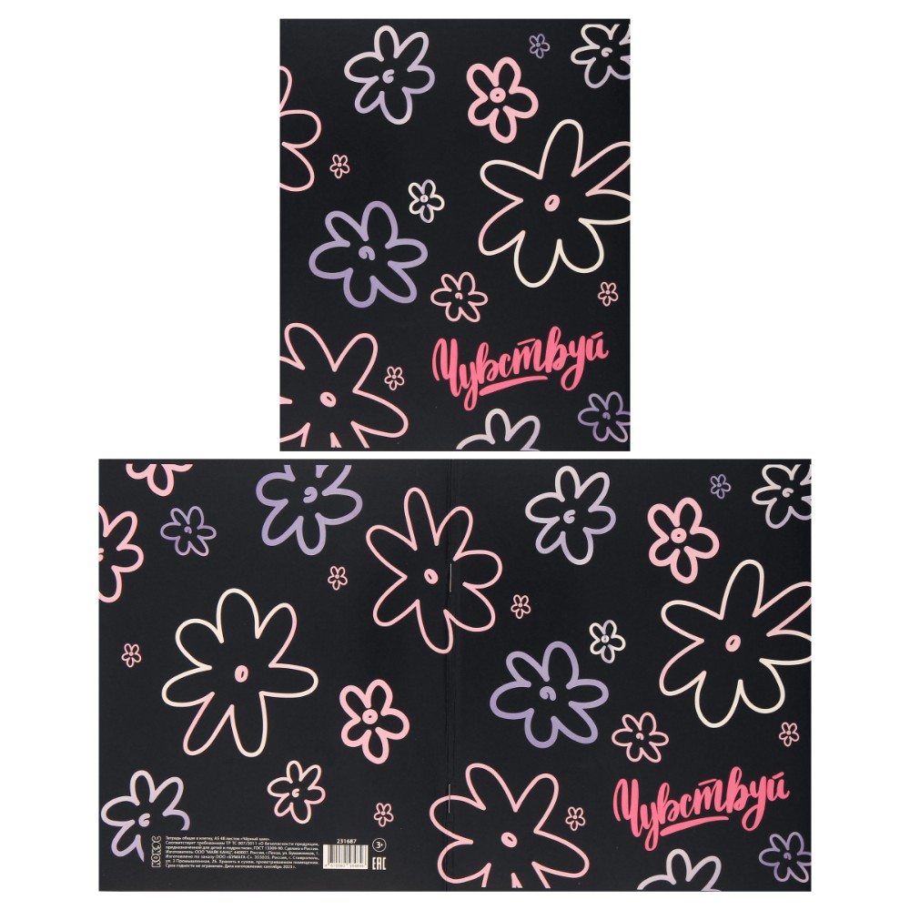 Тетрадь "Черный шик", А5, 48 листов, клетка, ассорти - 3