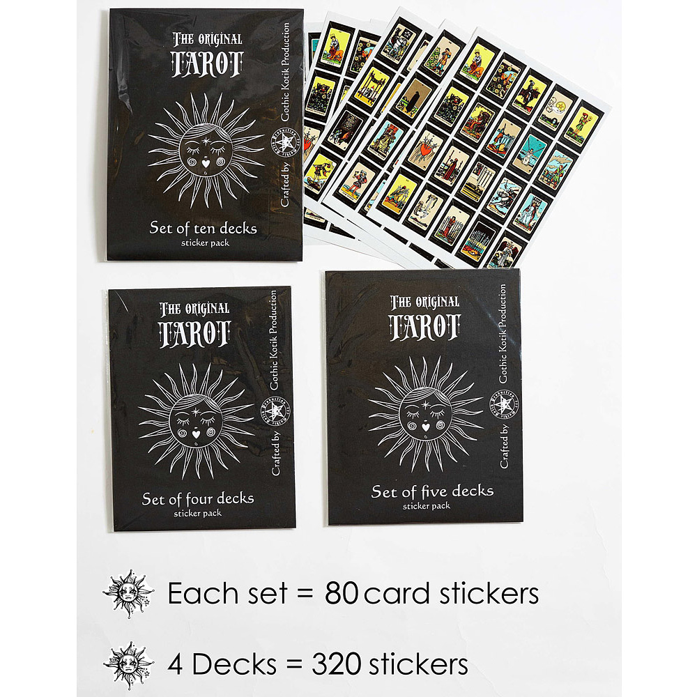 Комплект наклеек "Таро Артура Эдварда Уэйта", 4 комплекта по 80 карт-наклеек - 4