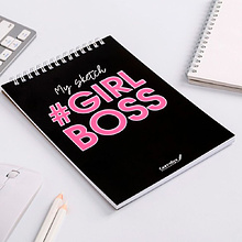 Скетчбук "#Girl boss", А5, 40 листов, черный