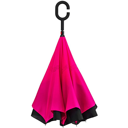 Зонт-трость "RU-6", 107 см, черный, розовый - 4