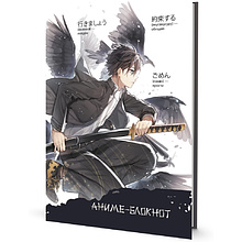 Блокнот "Аниме. Мальчик с мечом и воронами", 64 страницы, в клетку, темно-серый