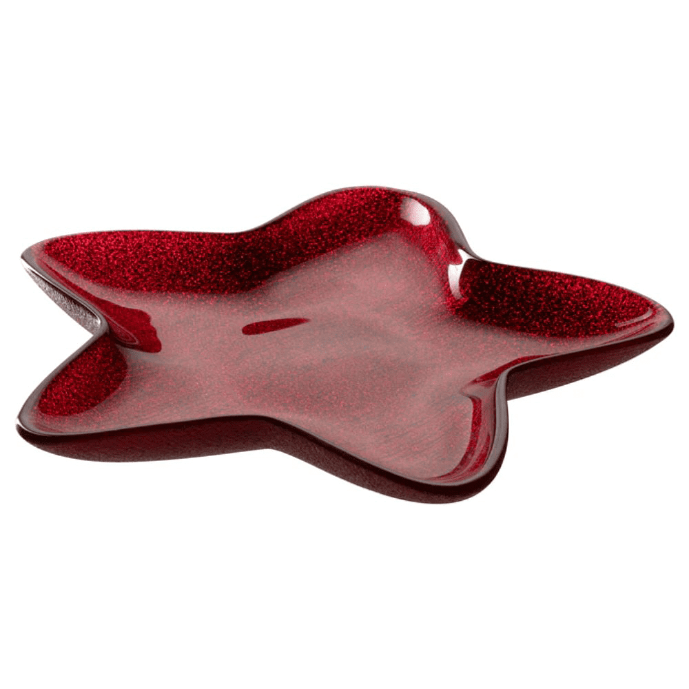 Тарелка-звезда стеклянная "Autentico", 23 см, красный