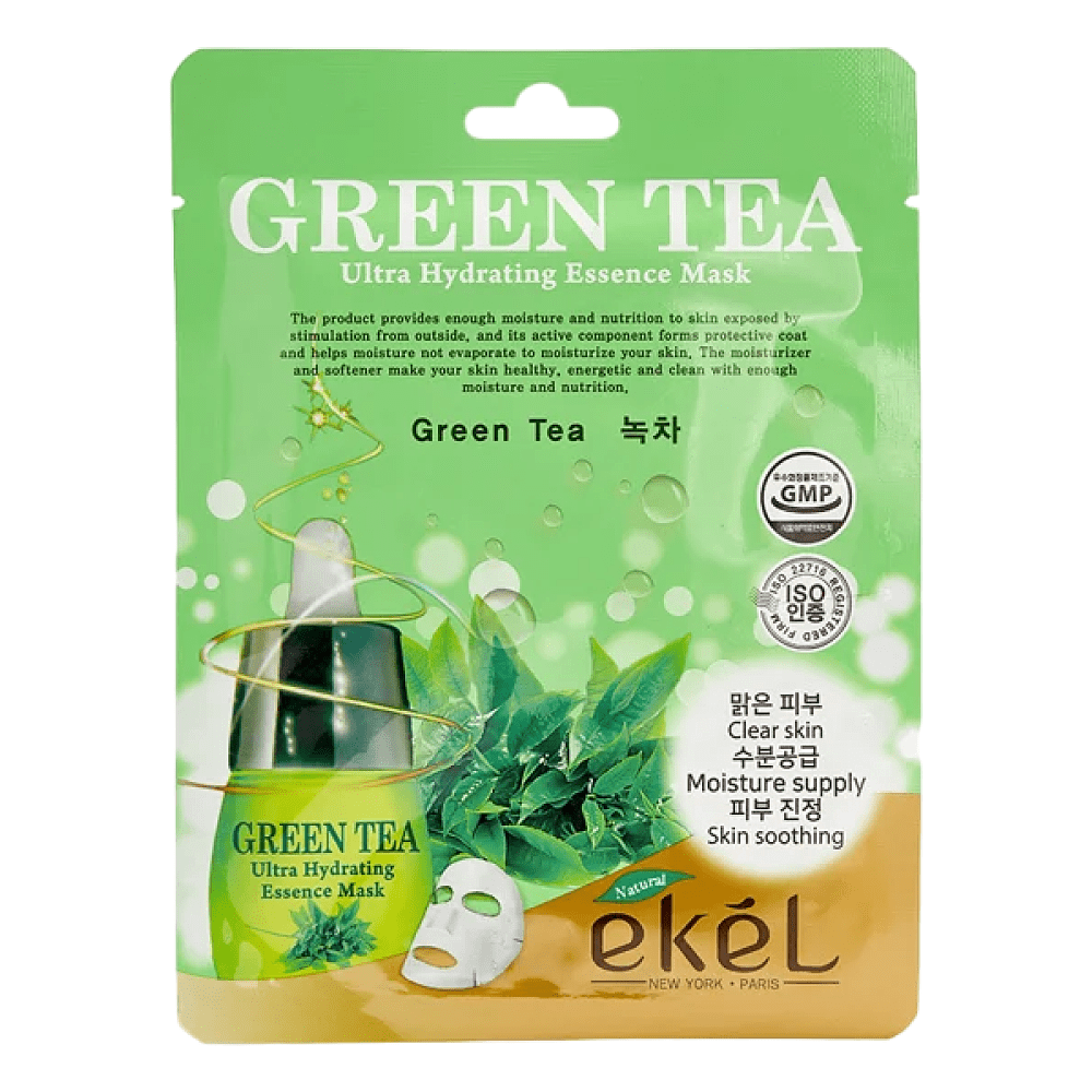 Маска для лица тканевая "EKEL", с экстрактом зеленого чая