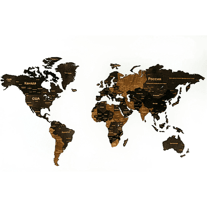 Декор на стену "Карта мира" многоуровневый на стену, L 3149, венге, 60х105 см