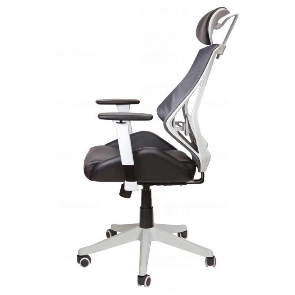 Кресло для руководителя "SPACE", ткань, сетка, экокожа, черный, серый - 3