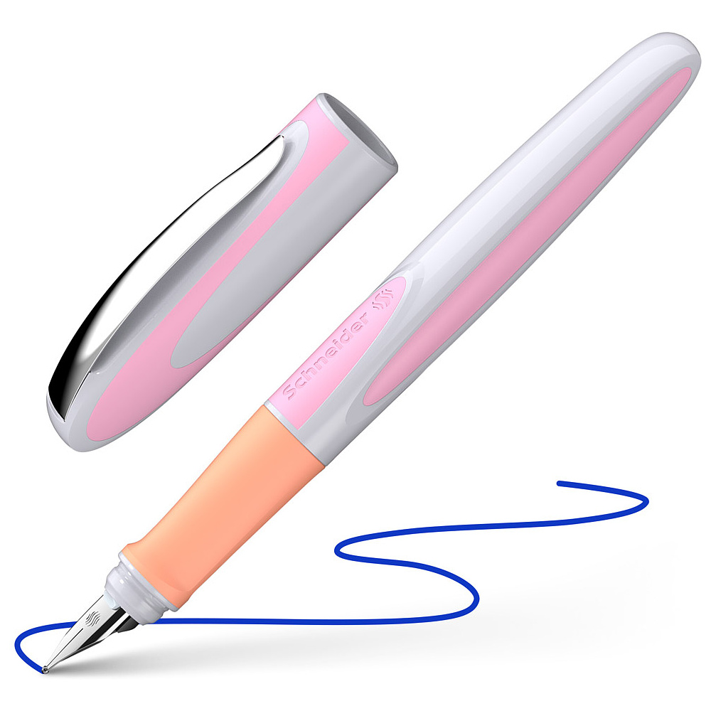 Ручка перьевая "Schneider Ray", M, белый, розовый, патрон синий - 2