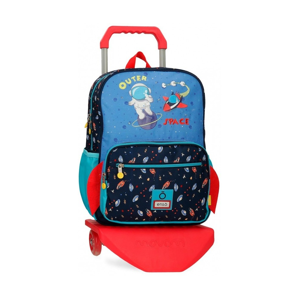 Рюкзак "Outer space" на колесиках, телескопическая ручка, разноцветный
