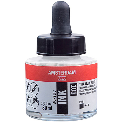 Краски жидкий акрил "Amsterdam", 105 белила титановые, 30 мл