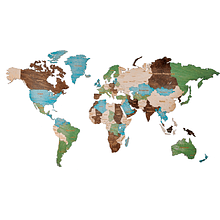 Декор на стену "Карта мира" многоуровневый на стену, XXL 3141, цветной, 100х181см