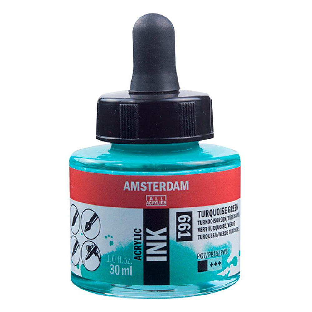 Жидкий акрил "Amsterdam", 661 бирюзовый зеленый, 30 мл
