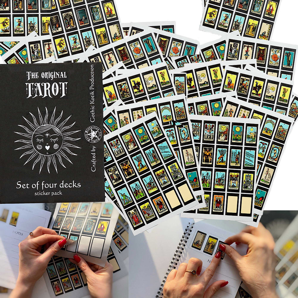 Комплект наклеек "Таро Артура Эдварда Уэйта", 4 комплекта по 80 карт-наклеек - 3