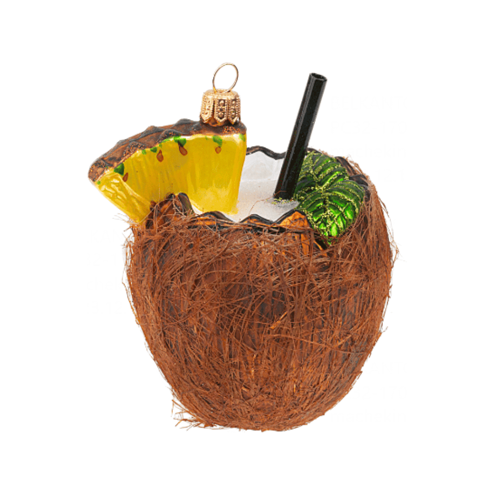 Украшение елочное "Coconut Drink", 9 см, стекло, коричневый