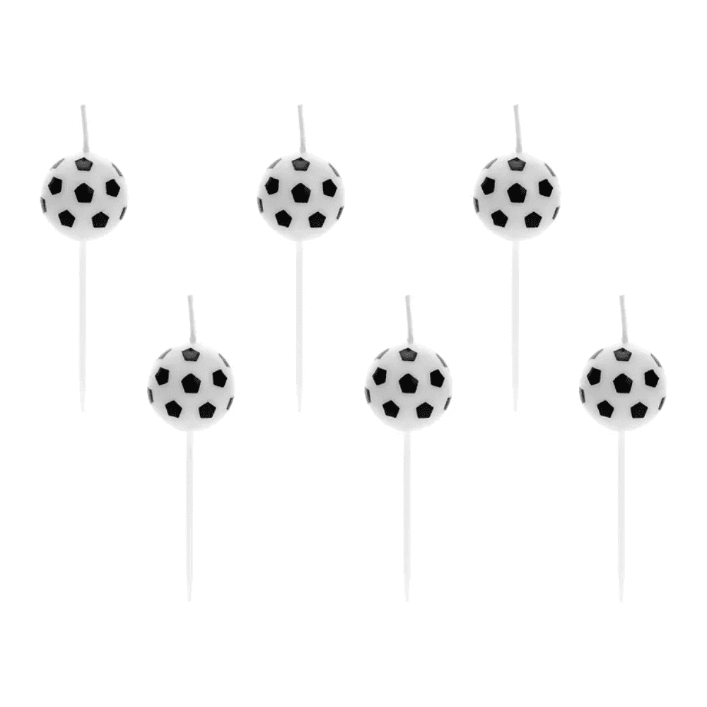 Набор свечей для торта "Футбольные мячи", 6 шт, черный, белый