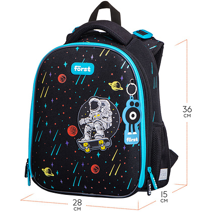 Рюкзак школьный "Outer space", черный, бирюзовый - 2