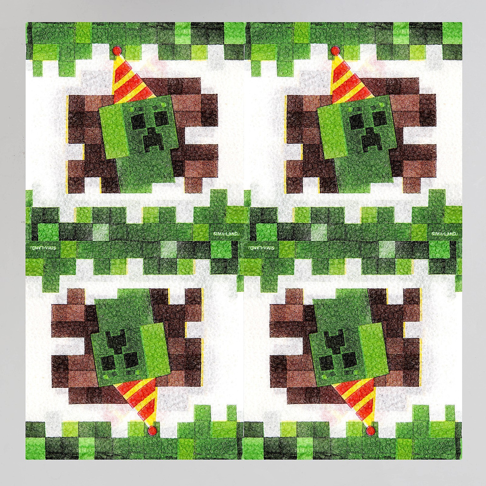 Салфетки бумажные "Пиксели", 20 шт, 24x24 см, разноцветный - 2