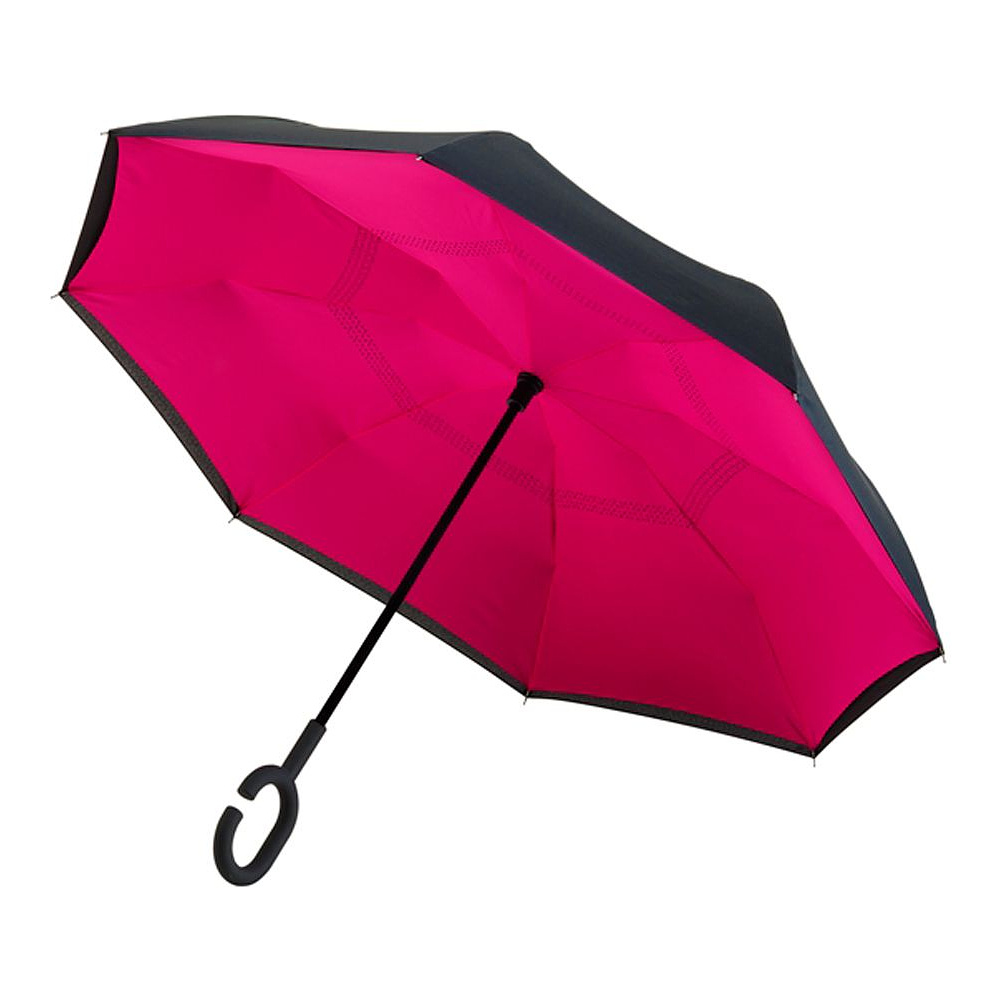 Зонт-трость "RU-6", 107 см, черный, розовый - 2