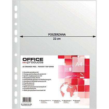 Файл (папка-карман) "Office products", A4, 50 шт, 90 мкм, прозрачный