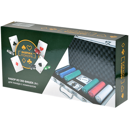 Игра настольная "Покер. Набор из 300 фишек для покера с номиналом в алюминиевом кейсе"