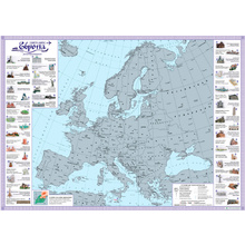 Карта настенная "Скретч-карта Европы с достопримечательностями", 68x48 см, в тубусе