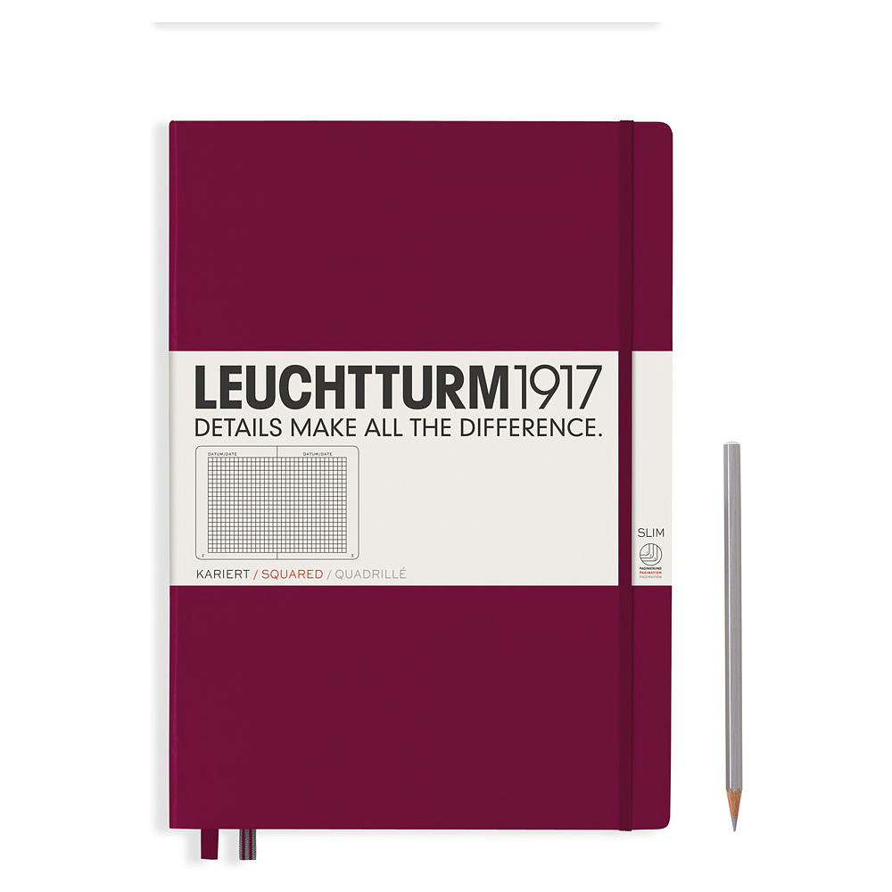 Блокнот "Leuchtturm1917. Master Slim", А4+, 61 лист, клетка, красный портвейн