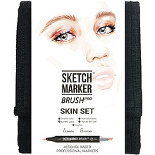 Набор маркеров перманентных двусторонних "Sketchmarker BRUSH Skin Set", 12 шт.