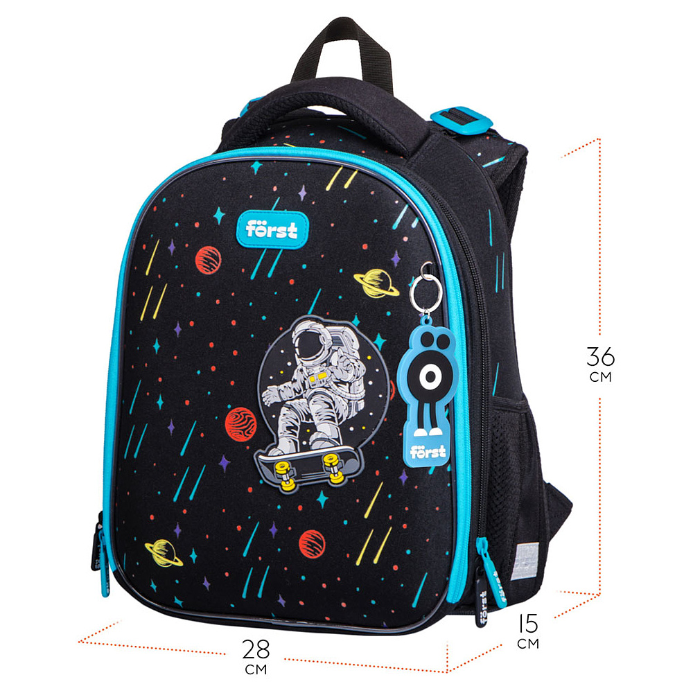 Рюкзак школьный "Outer space", черный, бирюзовый - 2