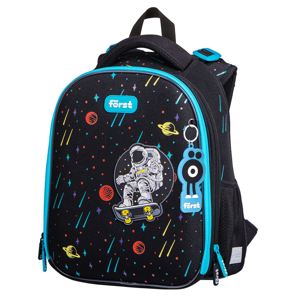 Рюкзак школьный "Outer space", черный, бирюзовый