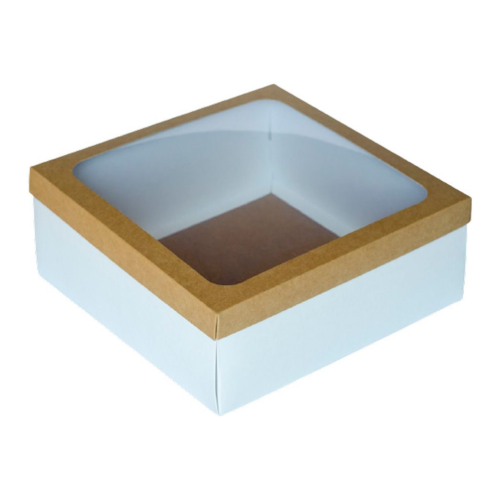 Коробка подарочная с прозрачным окном, 26х25.5х10 см, коричневый - 3