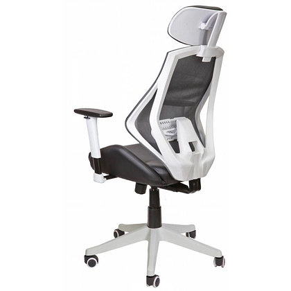Кресло для руководителя "SPACE", ткань, сетка, экокожа, черный, серый - 4