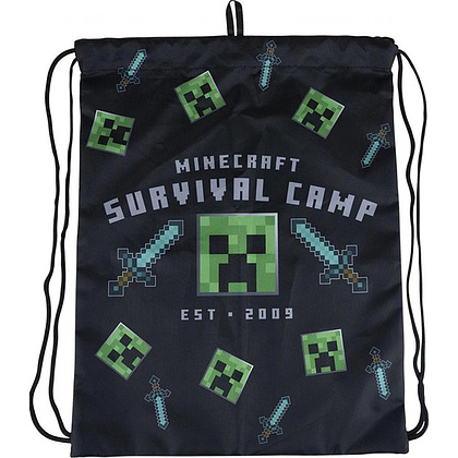 Мешок для обуви "Minecraft", 33x45 см, черный, зеленый