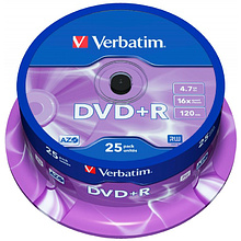 Диск Verbatim на шпинделе, DVD-R, 4.7 гб, круглый бокс, 25 шт