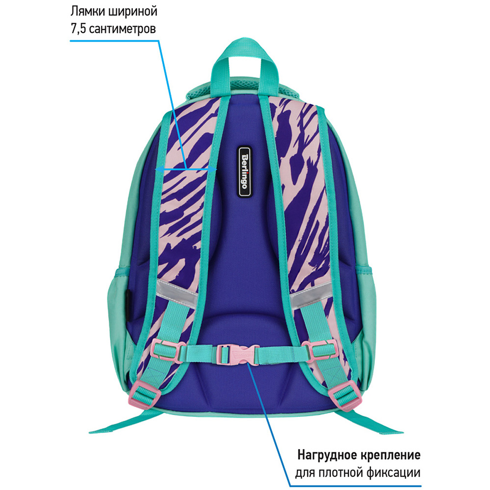 Рюкзак школьный "Animal pattern mint", разноцветный - 5