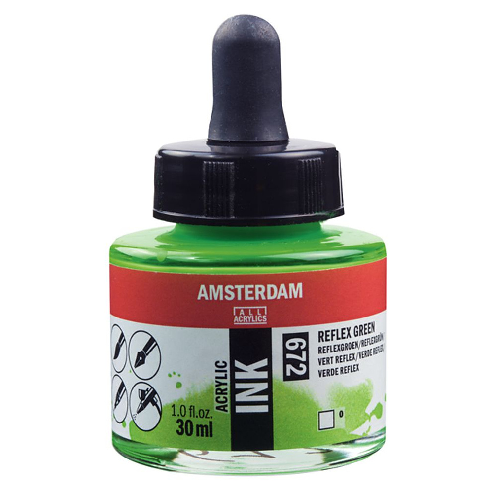 Жидкий акрил "Amsterdam", 672 флуоресцентный зеленый, 30 мл, банка