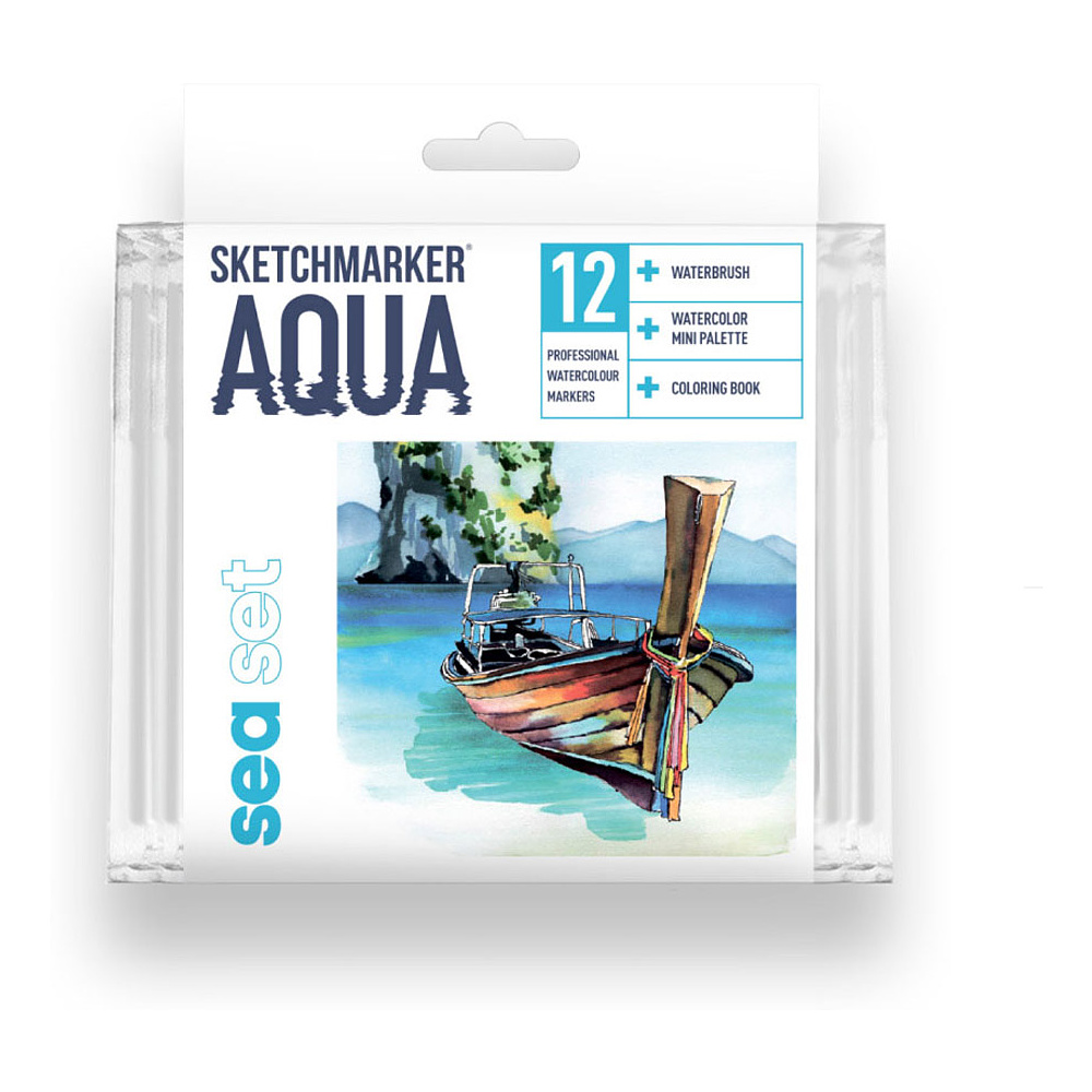 Набор акварельных маркеров "Sketchmarker Aqua. Sea Set", 12 шт., ассорти