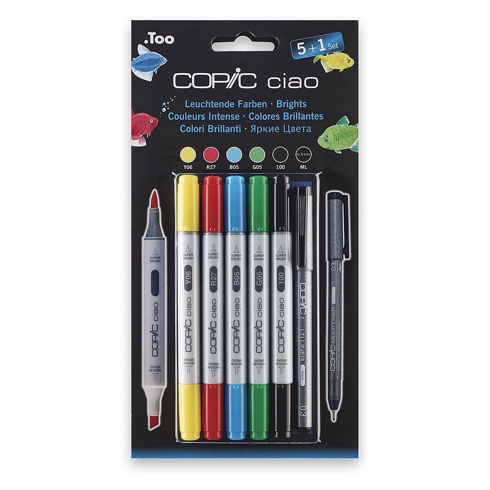 Набор маркеров перманентных "Copic ciao" 5+1, яркие цвета