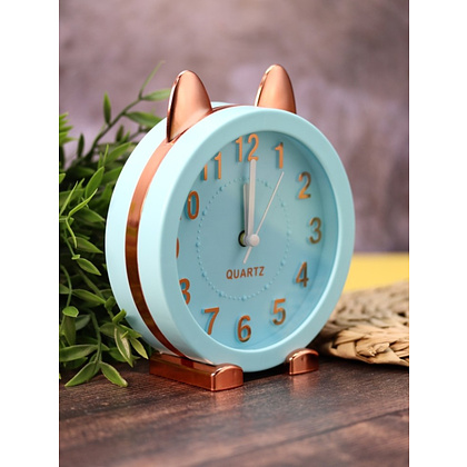 Часы-будильник настольные "Golden awakening Kitty", голубой  - 4