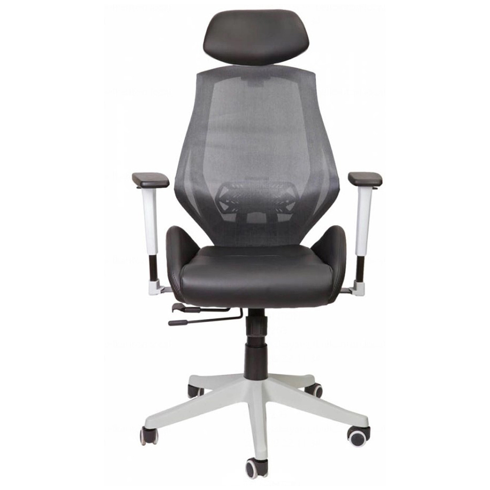 Кресло для руководителя "SPACE", ткань, сетка, экокожа, черный, серый - 2