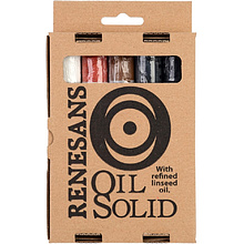 Набор красок масляных в стиках Renesans "Oil Solid", 5 цветов, классические оттенки