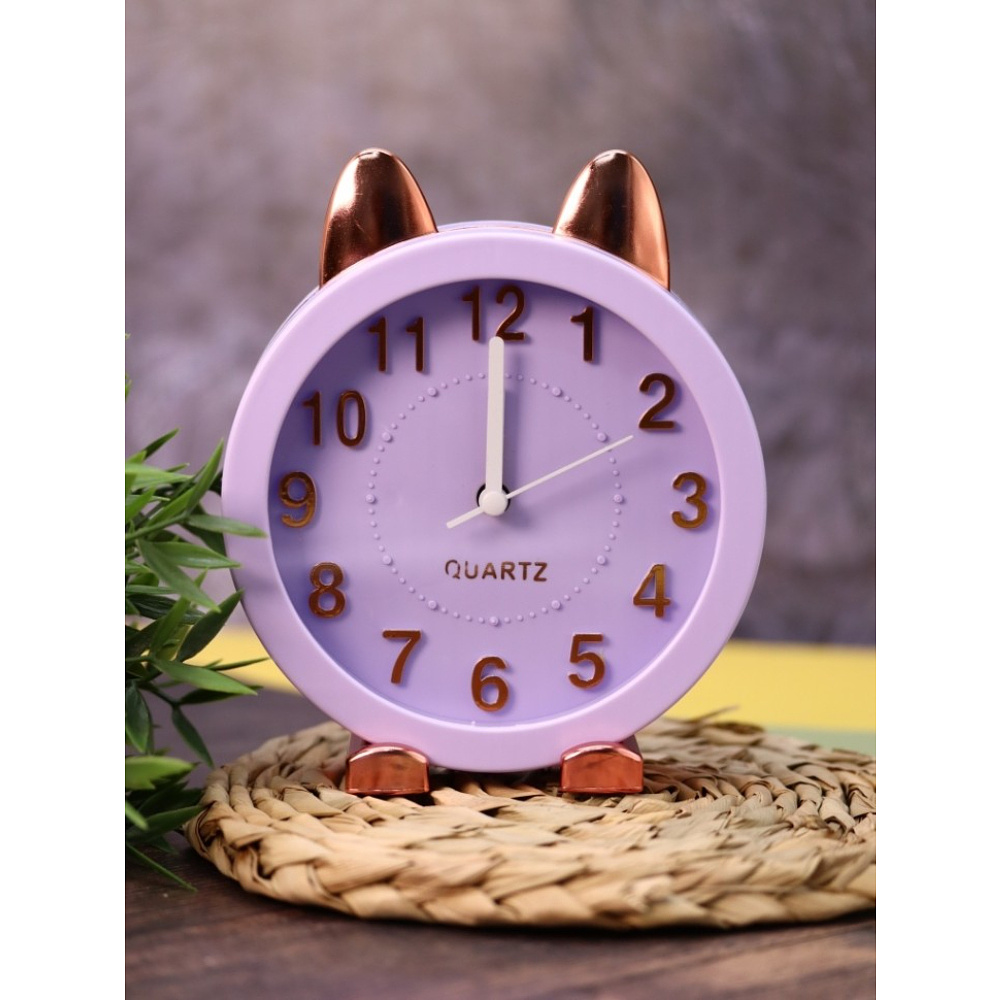 Часы-будильник настольные "Golden awakening Kitty", фиолетовый  - 2