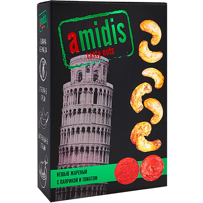 Орехи "Amidis" 80 г, кешью жареный с паприкой и томатом